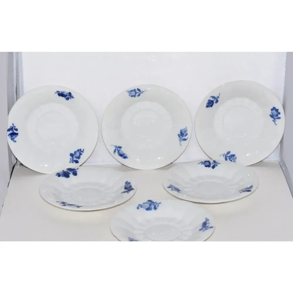 Royal Copenhagen Blue Flowers Angular Saucers for Bouillon Cup X-5 MINT 10/8608